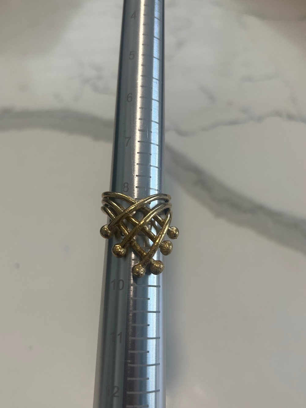 Adjustable Ring Matte Gold Tone Crisscross Dome Ring Women Jewelry New Size 8.25